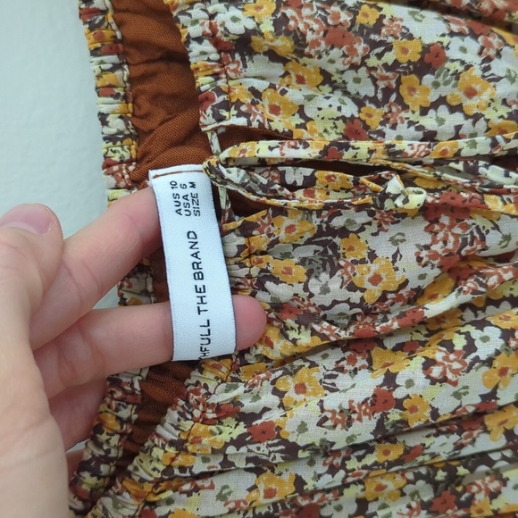 Faithfull the Brand Yellow Floral Mini Dress Women’s Medium Puff Sleeve - Picture 3 of 5